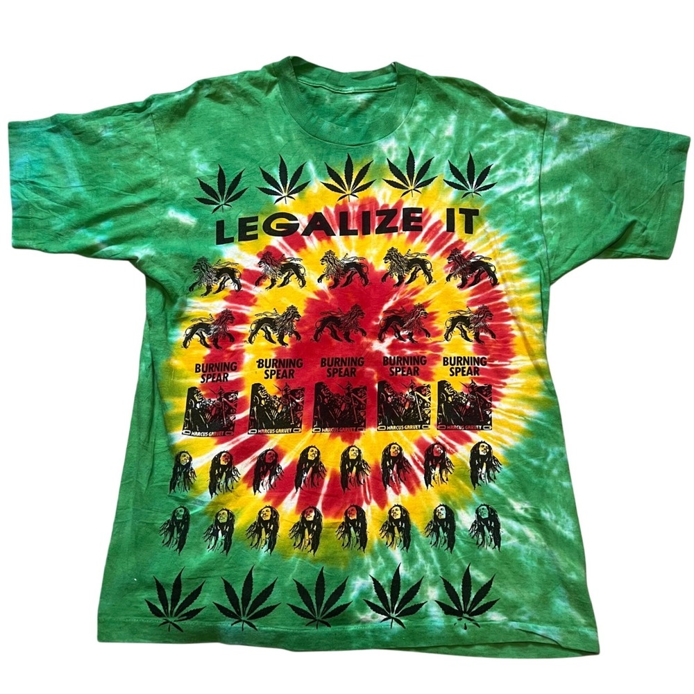 Vtg 90s Legalize It Bob Marley Marcus Garvey Burning Spear EUC TShirt L/XL Rasta